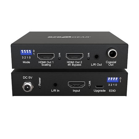 Bzbgear 1X2 4K UHD HDMI Splitter/Scaler with Analog Audio Embedder & Digital Audio De-embedder BG-UHD-SC1X2